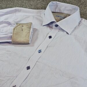 Twillory Performance Fabric Dress Blue White Stripe 16.5 36-37 Tailored Fit